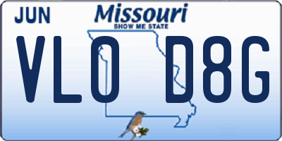 MO license plate VL0D8G