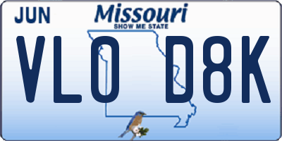 MO license plate VL0D8K