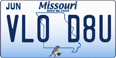 MO license plate VL0D8U