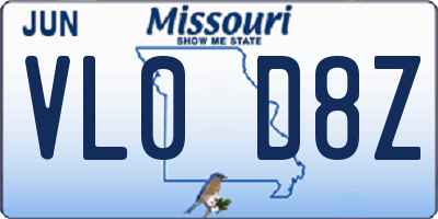 MO license plate VL0D8Z