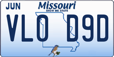 MO license plate VL0D9D