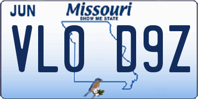 MO license plate VL0D9Z