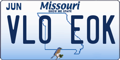 MO license plate VL0E0K