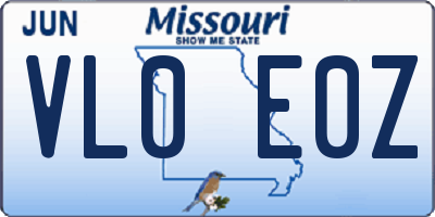 MO license plate VL0E0Z