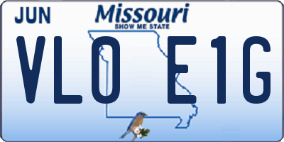 MO license plate VL0E1G