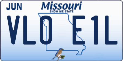 MO license plate VL0E1L