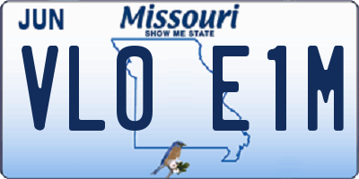 MO license plate VL0E1M