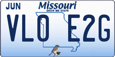 MO license plate VL0E2G