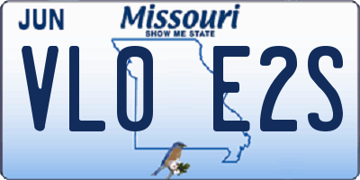 MO license plate VL0E2S