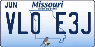 MO license plate VL0E3J