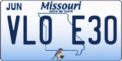 MO license plate VL0E3O