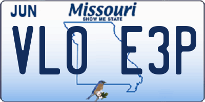 MO license plate VL0E3P