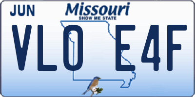 MO license plate VL0E4F