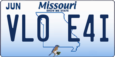 MO license plate VL0E4I