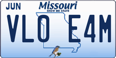 MO license plate VL0E4M