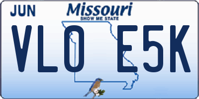 MO license plate VL0E5K