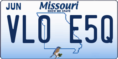 MO license plate VL0E5Q