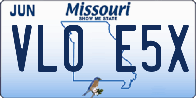 MO license plate VL0E5X