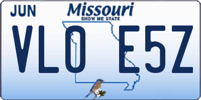 MO license plate VL0E5Z