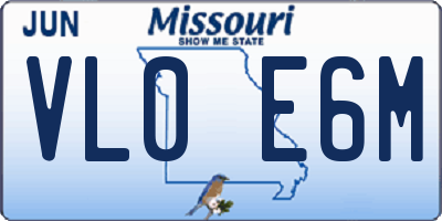 MO license plate VL0E6M
