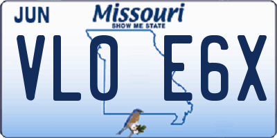 MO license plate VL0E6X