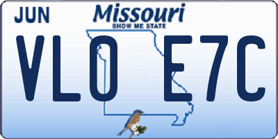 MO license plate VL0E7C