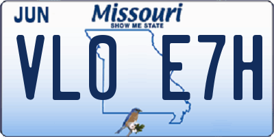 MO license plate VL0E7H