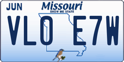 MO license plate VL0E7W