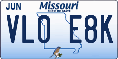 MO license plate VL0E8K