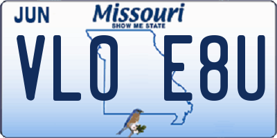 MO license plate VL0E8U