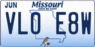 MO license plate VL0E8W