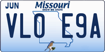 MO license plate VL0E9A
