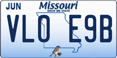 MO license plate VL0E9B