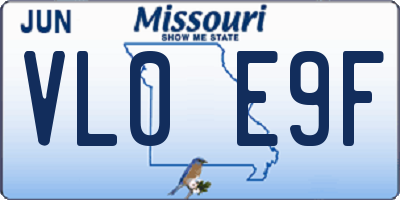 MO license plate VL0E9F