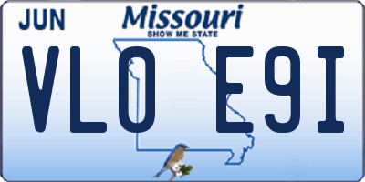 MO license plate VL0E9I