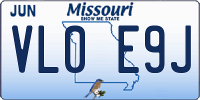 MO license plate VL0E9J
