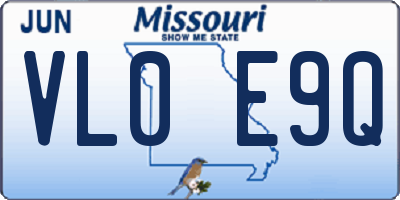 MO license plate VL0E9Q