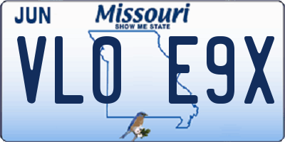 MO license plate VL0E9X