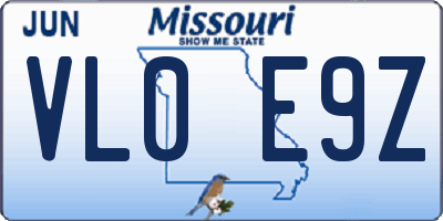 MO license plate VL0E9Z