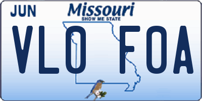 MO license plate VL0F0A