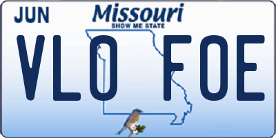 MO license plate VL0F0E