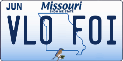 MO license plate VL0F0I