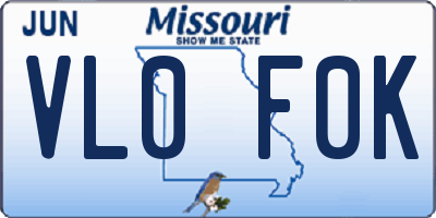 MO license plate VL0F0K