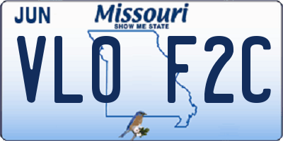 MO license plate VL0F2C