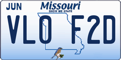MO license plate VL0F2D