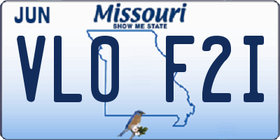 MO license plate VL0F2I