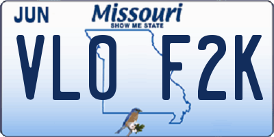 MO license plate VL0F2K