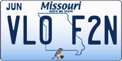 MO license plate VL0F2N