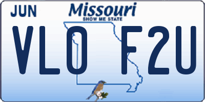MO license plate VL0F2U