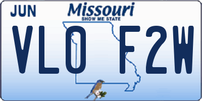 MO license plate VL0F2W